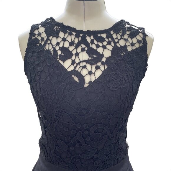 TEA & CUP‎ LOS ANGELES Women's Elegant Open Back Romper Medium Black Venice Lace - Picture 6 of 16